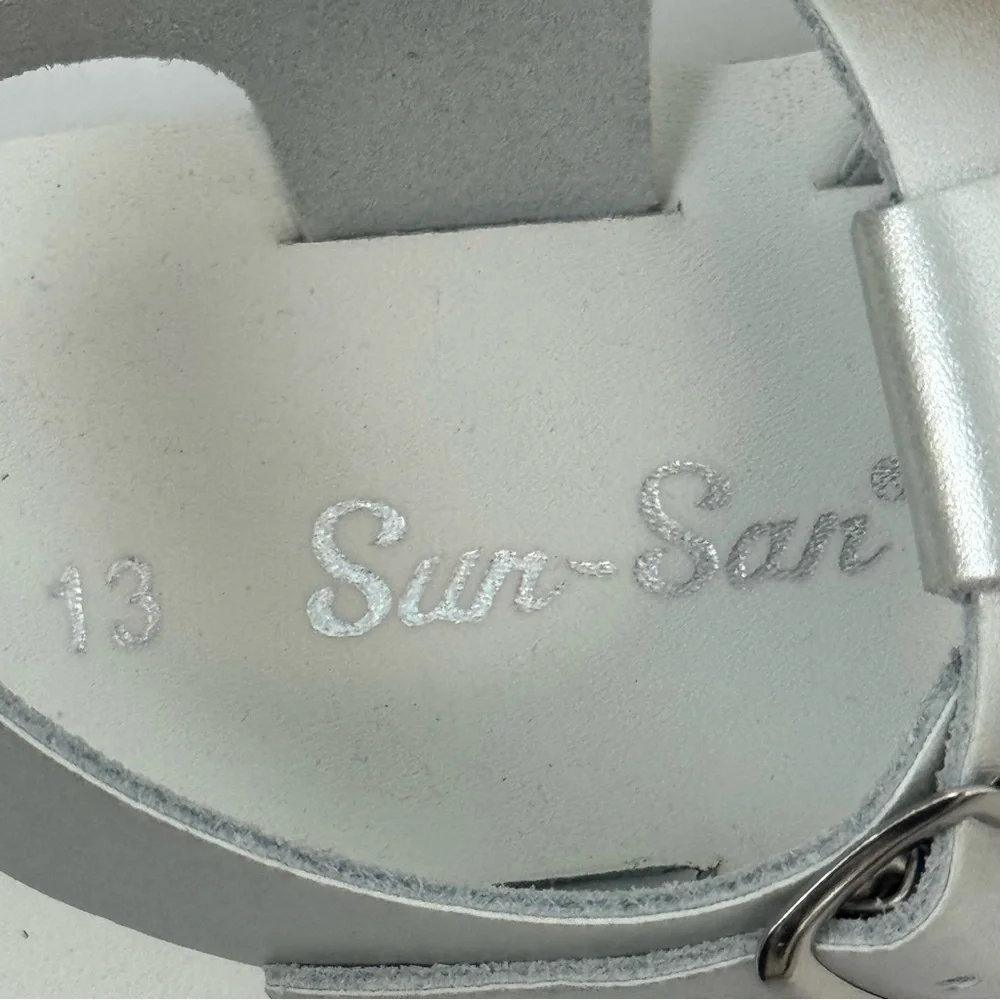 Sun-San Salt Water Silver Sailor Laced Sandals Children's Sz. 13 New‎ In Box
